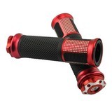 Universal 7-8 Inch Aluminium Rubber Handlebar Hand Grips Red